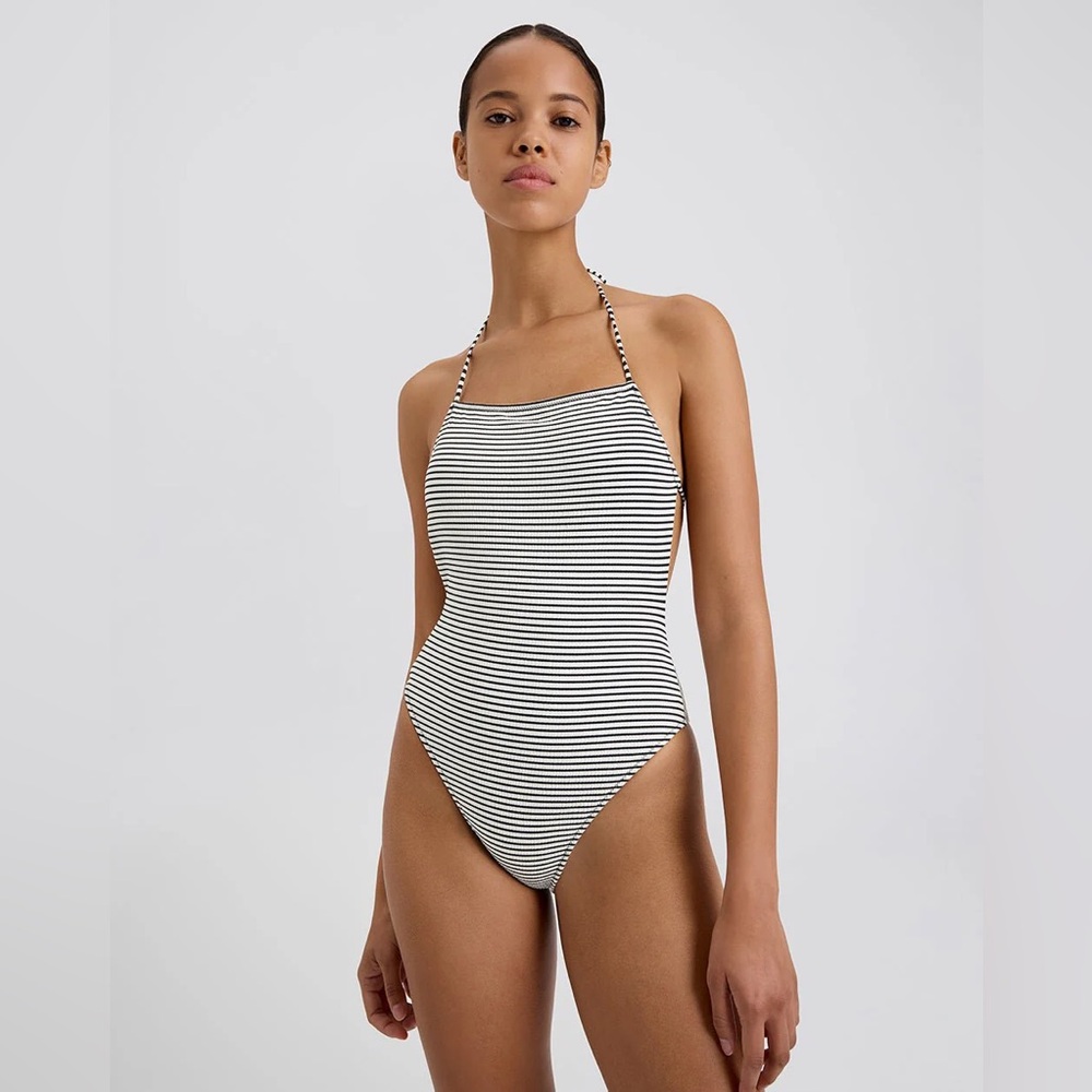 NWT Solid & Striped Zaria One Piece Noir White Stripe Swimsuit